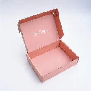 पुन: प्रयोज्य कस्टम लोगो मुद्रित गत्ता लक्जरी नालीदार गुलाबी शिपिंग बॉक्स छोटे व्यवसाय के लिए