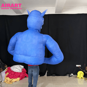 Costume de démon squelette gonflable bleu de qualité commerciale, réaliste, pour événements d'Halloween - Product Image 2