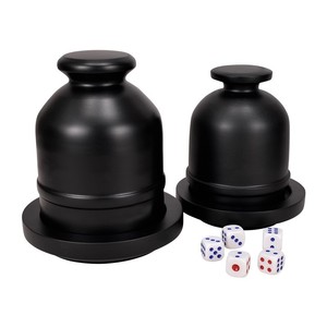 Ensemble de plateau à <span class=keywords><strong>d</strong></span>és personnalisable en bois massif naturel, surface lisse sans bavures, pour jeu de <span class=keywords><strong>d</strong></span>és de l'imbécile classique, idéal pour bar et réunions de famille - Product Image 1