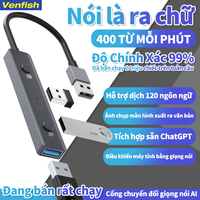 Hub vocal IA en alliage d'aluminium Type C vers USB2.0 Contrôle vocal Outils IA Adaptateur USB pour ordinateurs portables Ordinateurs de bureau Tablettes