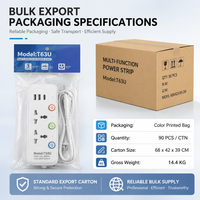 Stop Kontak 3 Lubang Universal Multi Plug Socket 2 USB Type-C PD Saklar Independen Kabel Khusus Panel Distribusi Daya
