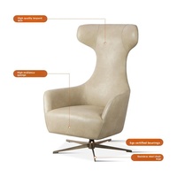 [En Stock] Fauteuil Pivotant Minimaliste Moderne en PU Style Crème avec Dossier pour Salon, Chambre et Maison – Nouvelle Arrivée 2026