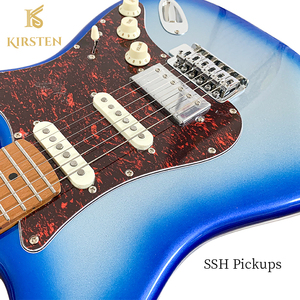 <span class=keywords><strong>Chitarra</strong></span> Elettrica con Consegna Rapida, Pickup Alnico SSH Personalizzati, Manico in Acero da 39 Pollici, Corpo in Pioppo, Rosso e Nero - Product Image 4