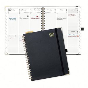 Agendas, Diarios y Cuadernos Personalizados con Espiral, Cubierta de Cuero con Detalles en Dorado, Ecológicos y de Lujo, Formato A5, Planificadores Mensuales, Semanales y Diarios - Product Image 1