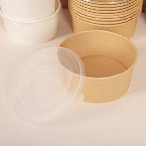 ราคาขายส่ง ถ้วยกระดาษคราฟท์ขนาดใหญ่ ย่อยสลายได้ ใช้แล้วทิ้ง สำหรับใส่อาหารกลับบ้าน ชามกระดาษใส่สลัดพร้อมฝาปิด - Product Image 1