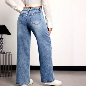 Jeans de mezclilla de alta calidad, de marca de lujo, de cintura media, lavado claro, estilo casual, hip hop, elásticos, rotos, para hombre. - Product Image 1