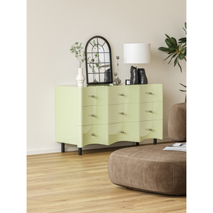 ตู้เก็บของกันความชื้นทรงสี่เหลี่ยมผืนผ้าแบบตั้งพื้น 9 ลิ้นชัก สีมัทฉะ สำหรับห้องนอน ห้องนั่งเล่น และทางเข้าบ้าน - Product Image 4