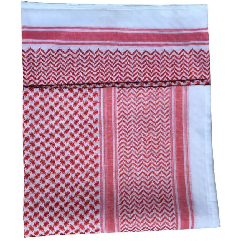 55 Inches Polyester Arab Shemagh Scarf for Men Wholesale 4 Colors Ivory Black Red White Jacquard Square Scarf Keffiyeh