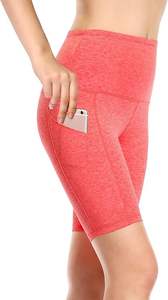 Pantalones cortos de compresión de algodón transpirable de cintura media para mujer con Detalle de lazo y botón para yoga y entrenamientos atléticos | Skinny Fit - Product Image 4