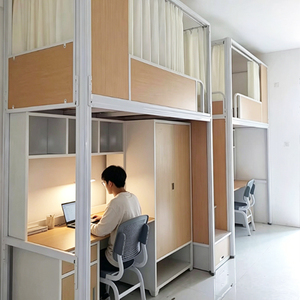 Factory Wholesale High Quality Modern Metal Loft <b>Bed</b> Frame Dormitory <b>Bed</b> Desk <b>Cabinet</b> for School Hotel Bedroom Use - Product Image 3