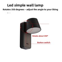 Lampe murale de lecture moderne à LED en aluminium, à montage ouvert, à angle réglable, avec variateur d'intensité et interrupteur mural, Ra80, température de couleur 3000K/4000K