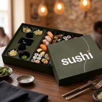 Boîte à emporter personnalisée IMEE avec compartiments pour condiments, idéale pour sushis, tapas, charcuterie, salades, plats frits, sashimi, kimbap, fruits, sandwichs