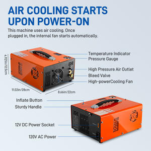 Compresseur d'air double puissance 4500 PSI 220V 110V 350W avec arrêt automatique, remplissage rapide et ventilateur de refroidissement pour bouteilles de plongée PCP - Product Image 4