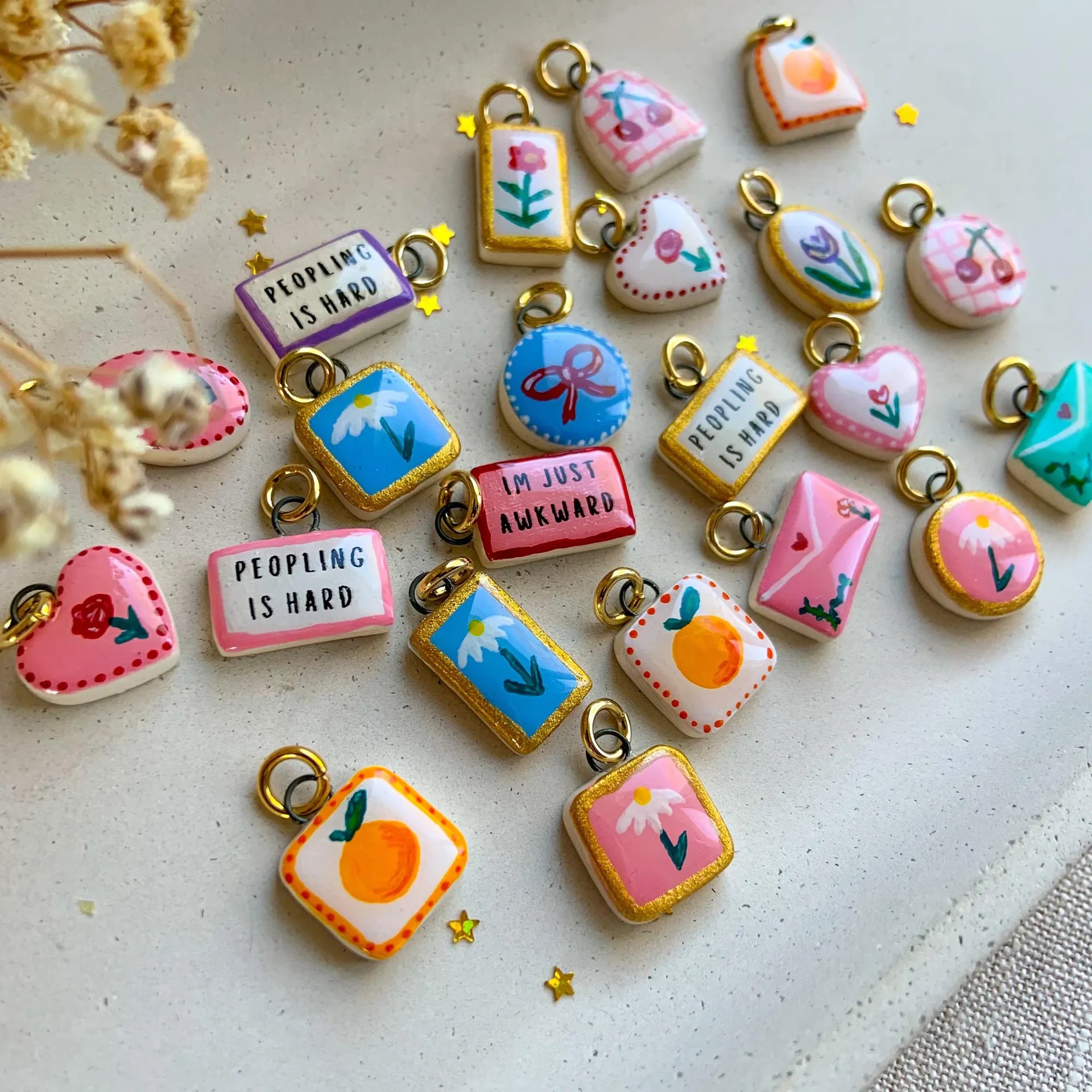 hand painted enamel charms