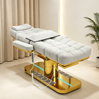 Lit de beauté et table de physiothérapie électrique à 3 moteurs en velours haut de gamme, réglable en hauteur, pour hôtel et salon