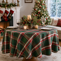 Nappe ronde HuaLai 120 pouces en polyester effet coton à motif tartan écossais pour les repas de Noël, sans plis, personnalisable