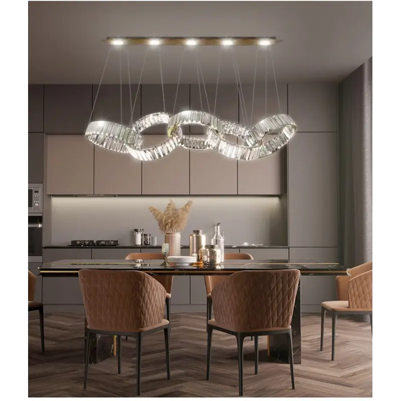 Светлая Роскошная Современная круглая хрустальная люстра со светодиодным кольцом для гостиной, ресторана, внутреннего декора, домашнего освещения