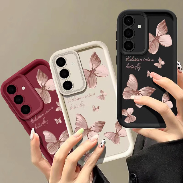 Dream Butterfly Anti-Fall Soft TPU Phone Case Grip for Samsung A15/A55/A24/A23/S24Ultra/S23Fe Compatible Models A32 A13