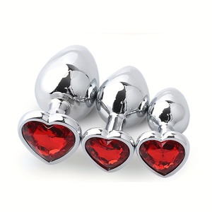 3 pz/set S M L in metallo anale <span class=keywords><strong>Plug</strong></span> anale in acciaio inox Fetish adulti giocattoli del <span class=keywords><strong>sesso</strong></span> anale cuore di cristallo gioielli anale <span class=keywords><strong>Plug</strong></span> anale per gli uomini donna - Product Image 3