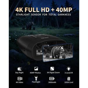 แว่นตา Z8102 4K HD สำหรับมองกลางคืน พร้อมกล้องส่องทางไกลมองกลางวันกลางคืน แบตเตอรี่ 3000mAh หน้าจอ IPS ขนาด 3 นิ้ว - Product Image 4