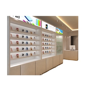 Mostrador de exhibición para tienda de teléfonos móviles, vitrina de cristal con diseño de madera, armario de pared - Product Image 5