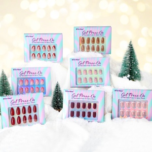 BTArtbox Faux Ongles de Luxe Personnalisés Scintillants et Brillants, Haute Qualité, Vente en Gros, Marque Privée, Amande, Gel Souple, Ongles à Presser de Noël - Product Image 1