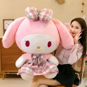 High Quality Cinnamoroll JK Plaid Skirt Style plush toy Kuromi plush toys Super Sofy Melody plush Throw Pillow