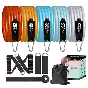 MKAS 150Lbs 200Lbs 250Lbs 300Lbs New Arrival! Premium Latex Resistance Bands Set 11 Pieces Bodybuilding Resistance Bands Tube