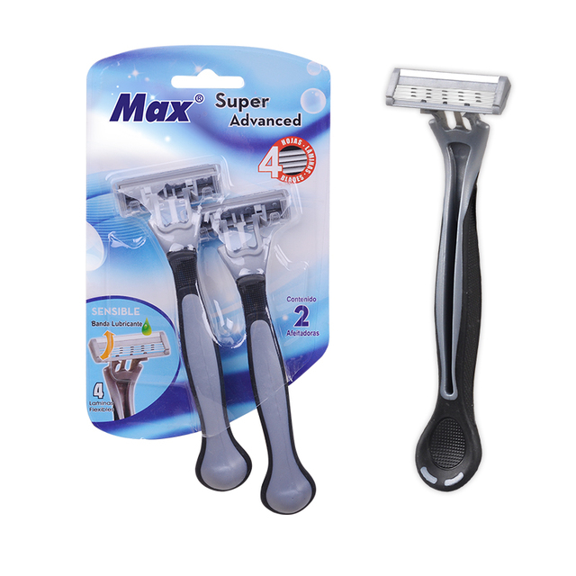 MAX Brand New Design High Quality 4 Blade Shaving Razor German Blade Rubber Handle Disposable Razor