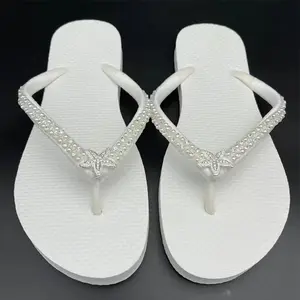 Factory Promotion Price Ladies White Flip Flops Slippers Weddings Flip Flops Beach Flip Flops Summer Slipper Rubber Flipflops