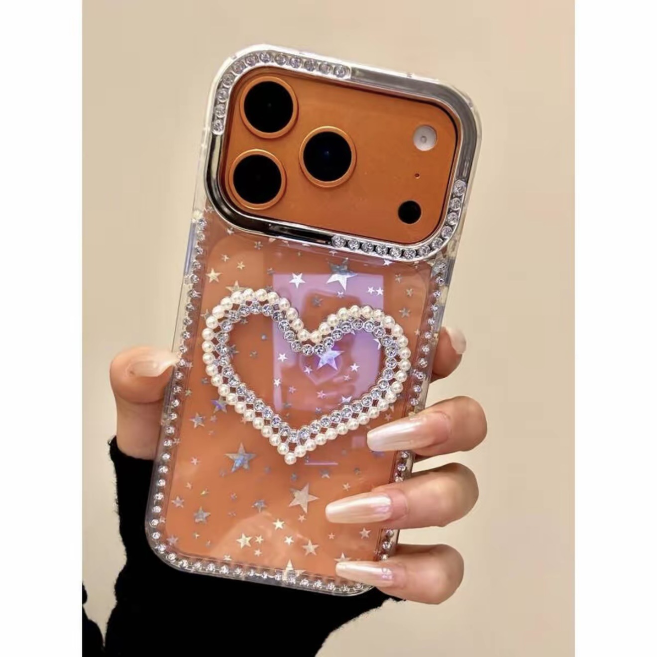 3D Pearl Silver Heart