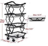 Vente en gros de paniers de rangement pliables pour fruits et légumes pour la maison et la cuisine, organisateur sur pied, étagère, chariot avec roulettes