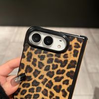 Étui de téléphone à imprimé léopard pour iPhone Duo Shell Apple 18 Fold, étui de protection d'écran pliable avec protection de la charnière