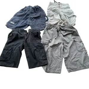 Free shipping UK bales of used clothes 2nd quality men cargo pants thrift man pocket shorts in bales bundle