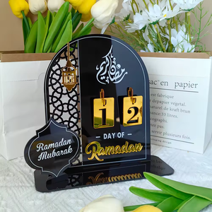 2024 venta al por mayor nuevo acrílico Ramadán CALENDARIO DE Adviento Mabarack Eid Calendario de Cuenta Regresiva para Eid regalo islámico decoración de Ramadán