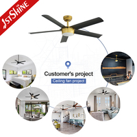 1stshine Nouvelle Vente Directe Usine Ventilateur de Plafond Intelligent à Faible Consommation avec Contrôle par APP, Modes Été/Hiver, pour Décoration Intérieure Robuste
