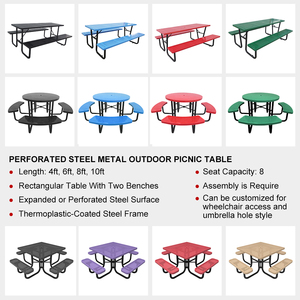 Tùy Chỉnh Ngoài Trời Tráng Thép Thương Mại Dã Ngoại Bảng Và Băng Ghế Dự Bị Đục Lỗ Thép Ngoài Trời Dã Ngoại Bảng Với Ô Lỗ - Product Image 2