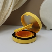 Yuecai – Boîtier vide classique rond pour fond de teint compact, fini mat, jaune, pour crème BB, avec anneau d'accentuation noir – Vente en gros