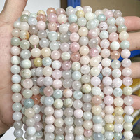 Perles de pierres précieuses en vrac en stock, perles de morganite naturelle pour la fabrication de bijoux 4mm 6mm 8mm 10mm