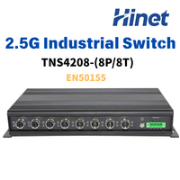 EN50155 Switch POE Gestionado de Capa 3 de 8 Puertos 2.5G M12, SNMP QoS, Red Industrial, Montaje en Pared, IP40, IEEE802.3at/bt, Capacidad de 40Gbs