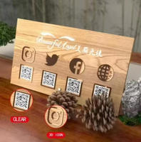 Panneau d'affichage en bois personnalisé avec code QR, prend en charge l'impression personnalisée, la numérisation, l'affichage pour entreprises et réseaux sociaux