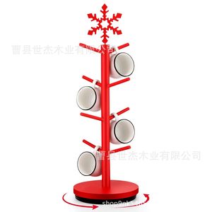 Christmas Wooden Cup Holder Rotating Desktop Storage Rack Solid Wood 5 Layers Novelty Design - Product Image 1