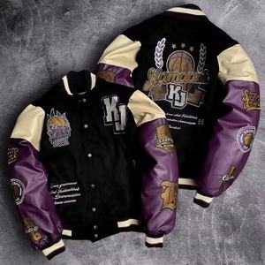Fournisseurs de vêtements streetwear, veste de baseball pour homme en simili cuir personnalisée, veste varsity avec impression graphique brodée personnalisée - Product Image 2