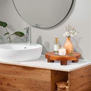 Socle rond en bois d'acacia de 9,5 pouces - <span class=keywords><strong>Support</strong></span> de présentation <span class=keywords><strong>sur</strong></span> <span class=keywords><strong>pied</strong></span> pour plantes, bougies, savon, décoration de cuisine et de salle de bain - Product Image 5