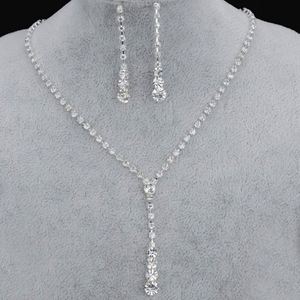 Bride Wedding Engagement Anniversary Party Gift Sapphire <b>Crystal</b> Rhinestone Tassel Necklace Earrings Set Silver Plated Classic - Product Image 2