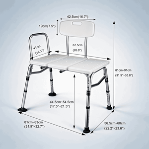 Banco de Transferencia para Bañera con Respaldo y Brazos Laterales, <span class=keywords><strong>Silla</strong></span> de Transferencia de Aluminio Ajustable en Altura para la Seguridad de Ancianos y Personas con Discapacidad en la Bañera - Product Image 4