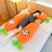 Coussin de corps en peluche doux et long en forme de carotte avec motif de lapin et de panda de dessin animé, coussin rembourré pour le sommeil et la décoration intérieure