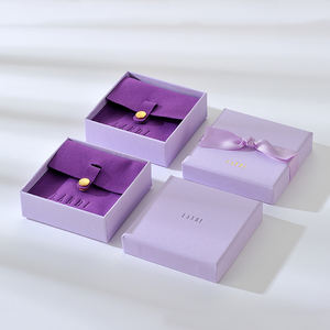 Nouveauté microfibre impression personnalisée Logo boucle d'oreille collier paquet petit sac à bijoux bouton or pochette à bijoux avec boîte magnétique - Product Image 6