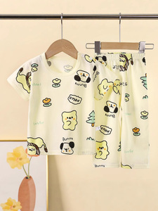 Ensemble de <span class=keywords><strong>pyjama</strong></span> d'été pour enfants, dessin animé mignon en coton à manches courtes, t-shirt d'été pour bébé garçon, vêtements de maison, <span class=keywords><strong>pyjama</strong></span> pour filles, vente en gros - Product Image 4