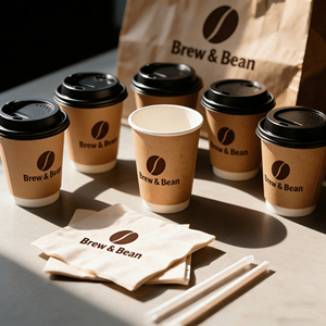 แก้วกาแฟกระดาษสองชั้นสีส้มแบบใช้แล้วทิ้งขนาด 9 ออนซ์ 12 ออนซ์ 16 ออนซ์ ดีไซน์หรูหราสำหรับใส่ชาไข่มุกแบบนำกลับบ้าน พร้อมฝาปิด - Product Image 4